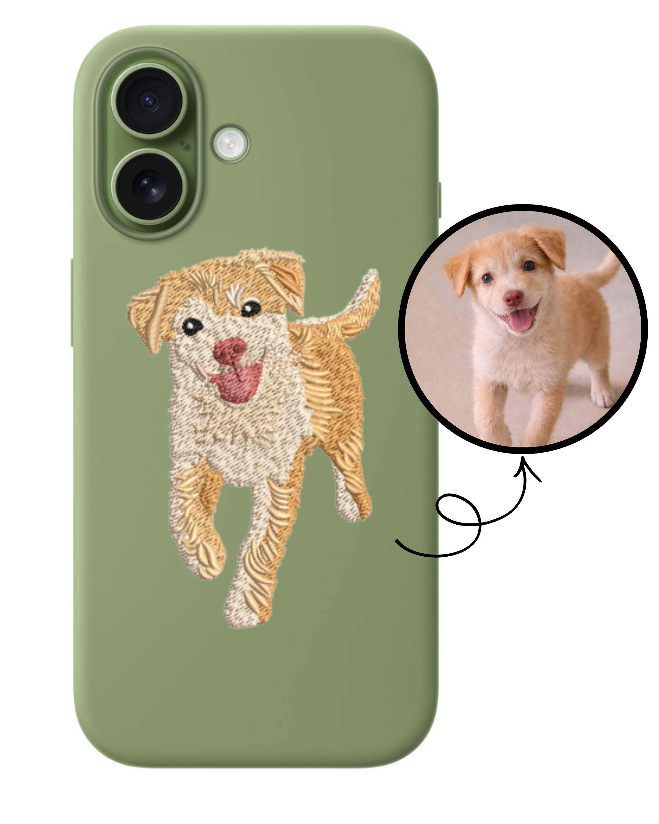 Custom Pet Portrait Embroidered Phone Case