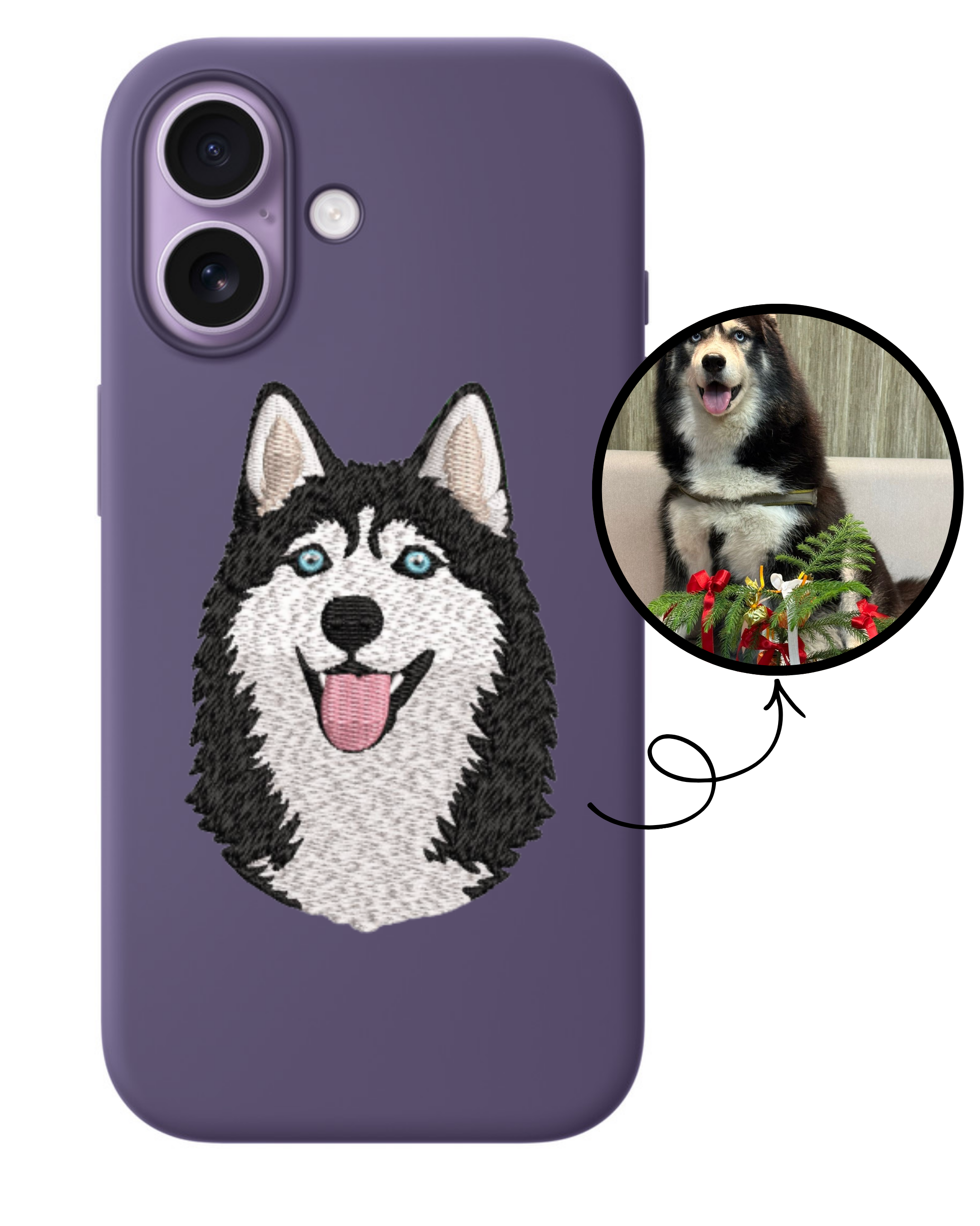 Custom Pet Portrait Embroidered Phone Case