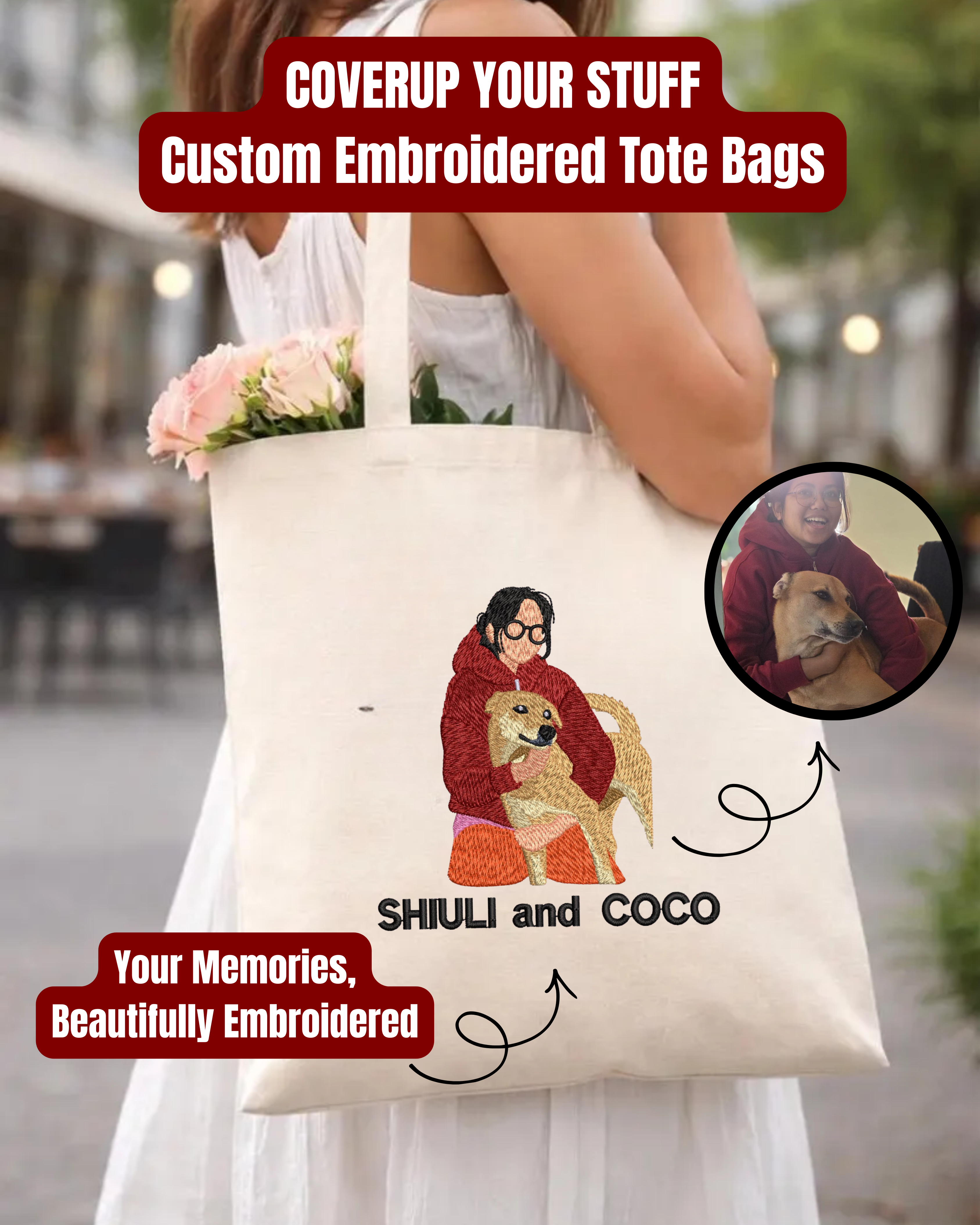 Pet Embroidered Tote Bag – Personalized from Your Photo 👜🧵 (Copy)