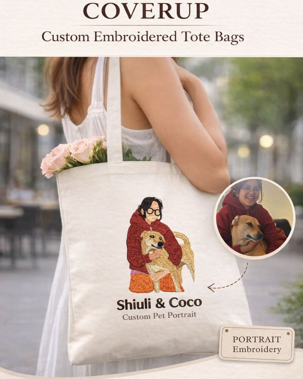 Pet Embroidered Tote Bag – Personalized from Your Photo 👜🧵 (Copy)