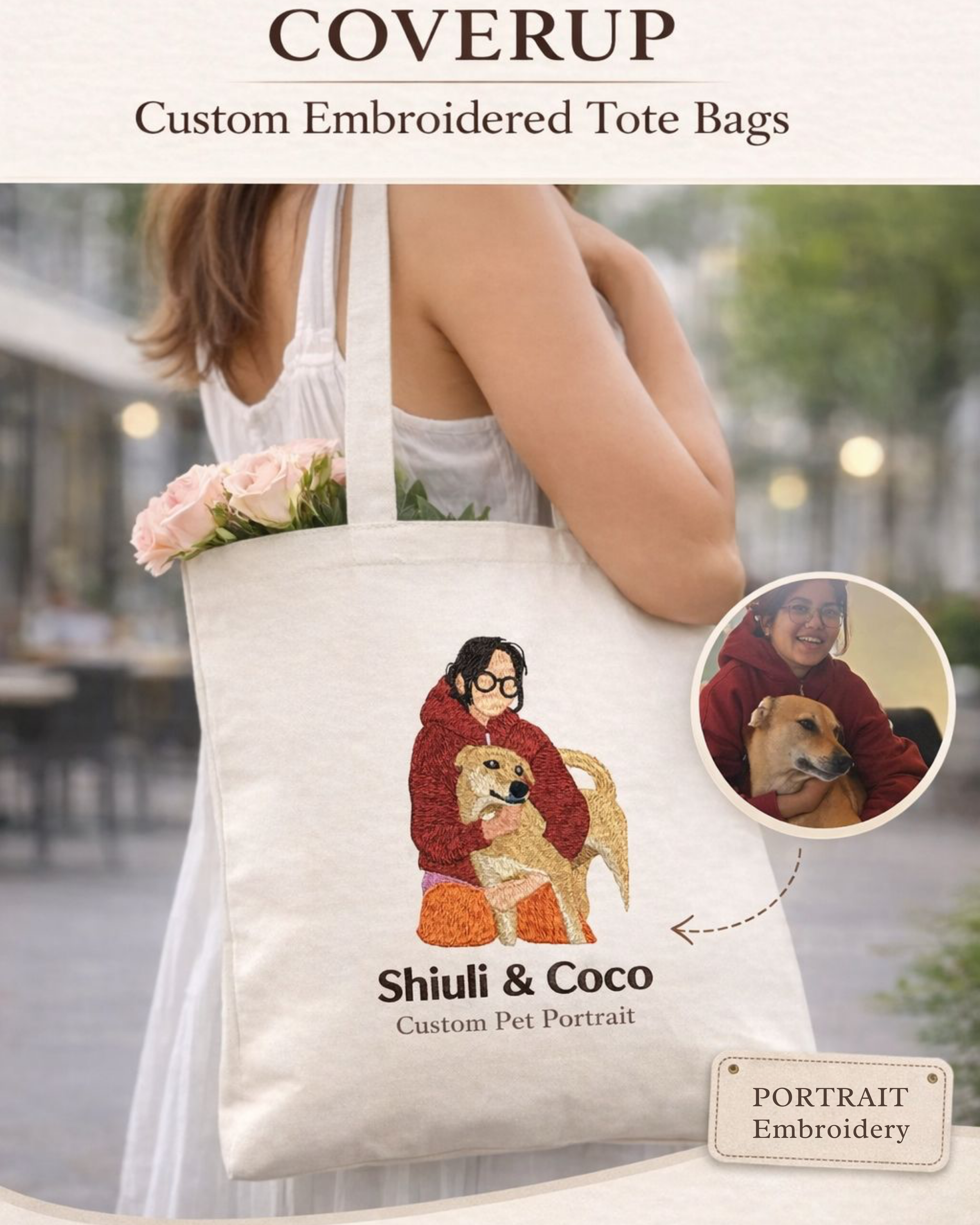 Pet Embroidered Tote Bag – Personalized from Your Photo 👜🧵 (Copy)