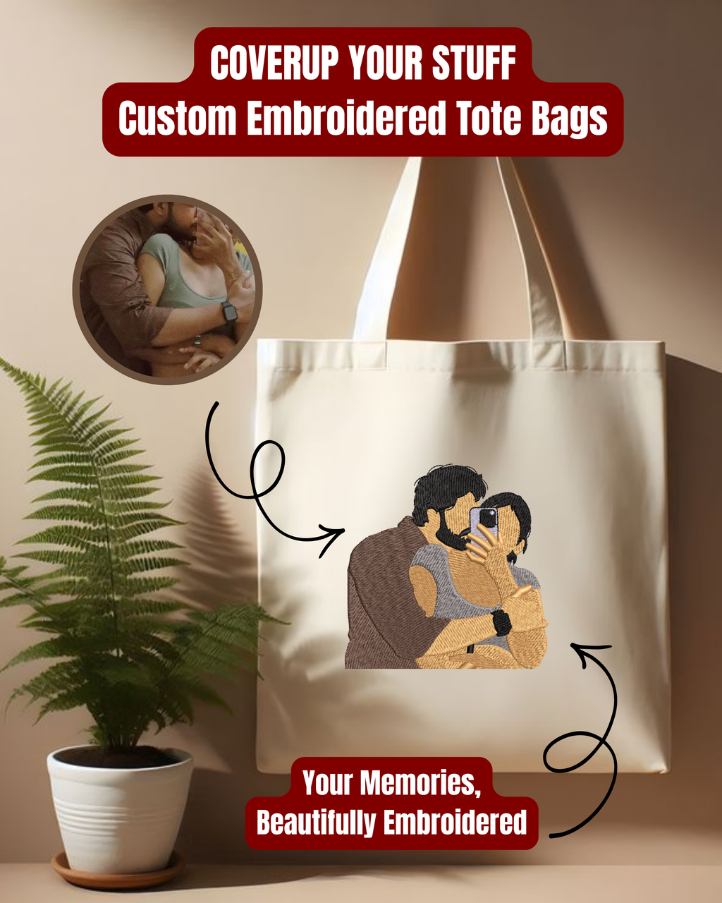 Pet Embroidered Tote Bag – Personalized from Your Photo 👜🧵 (Copy)