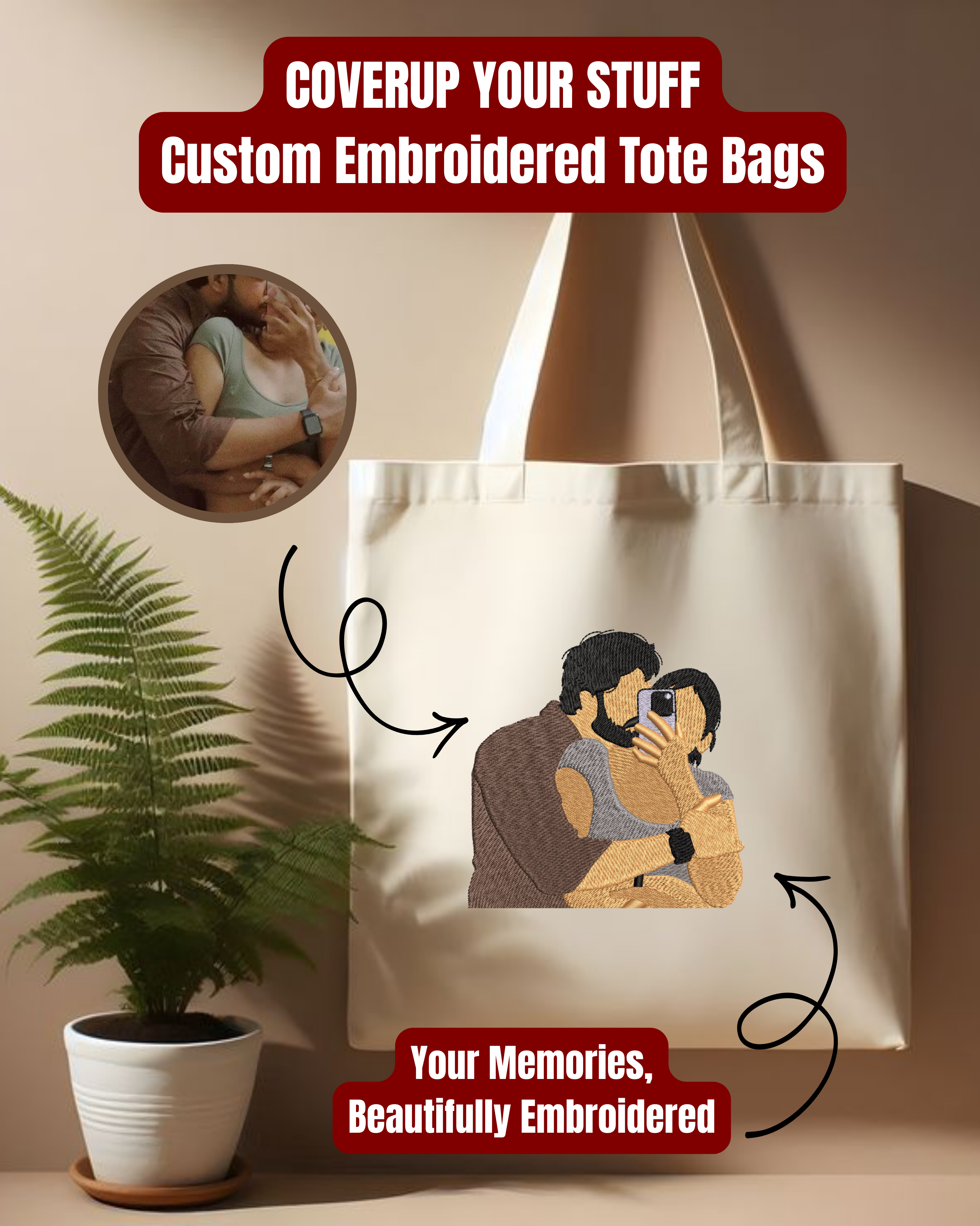 Pet Embroidered Tote Bag – Personalized from Your Photo 👜🧵 (Copy)
