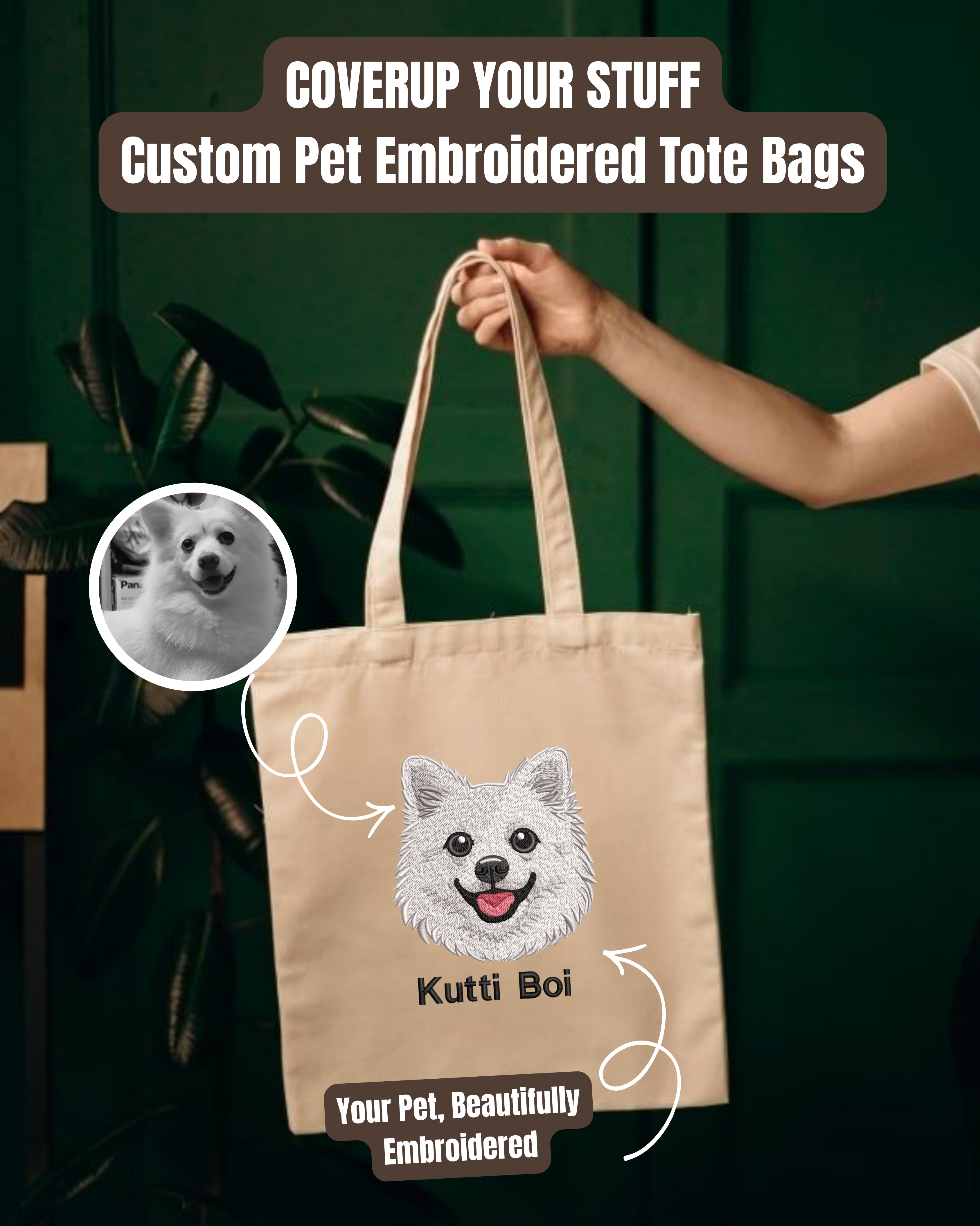 Custom Photo Embroidered Tote Bag – Personalized from Your Photo 👜🧵