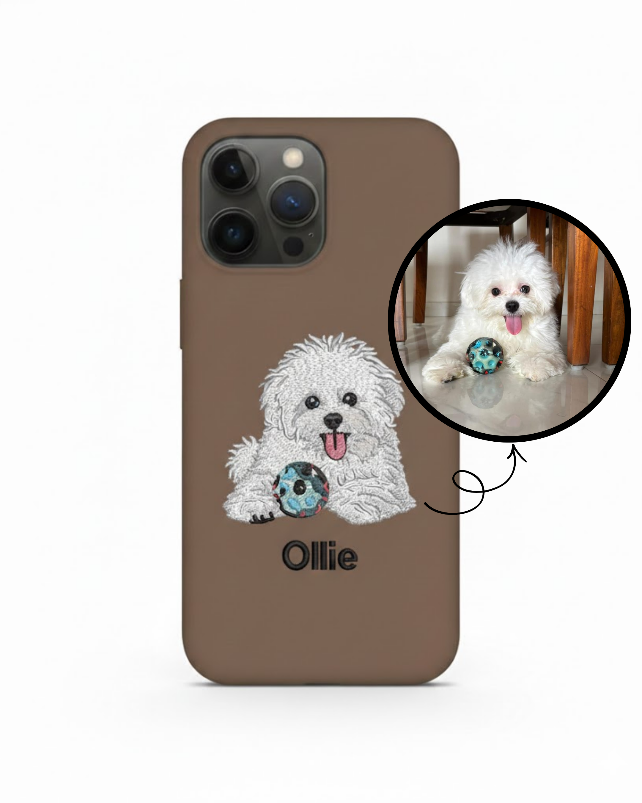 Custom Pet Portrait Embroidered Phone Case