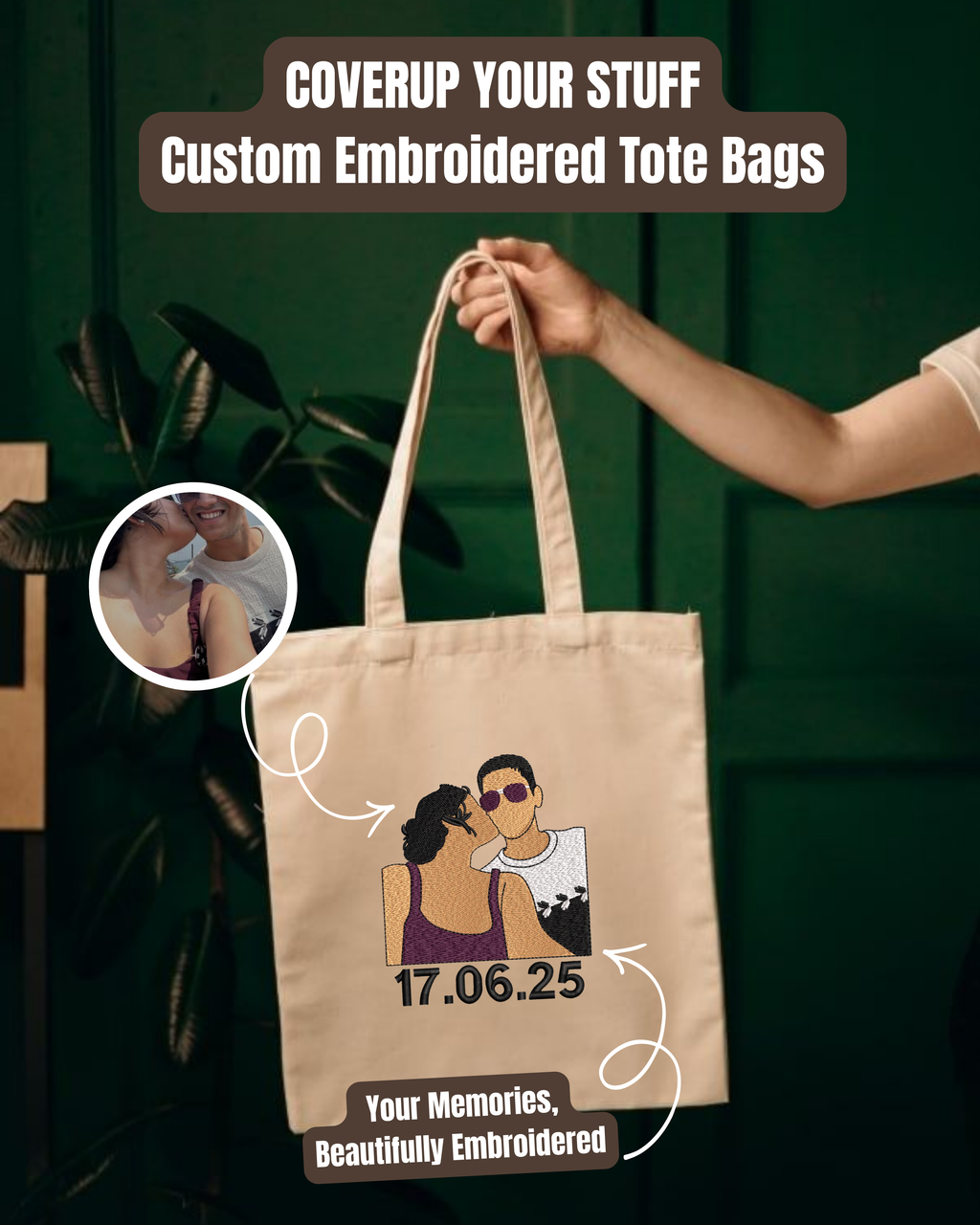 Pet Embroidered Tote Bag – Personalized from Your Photo 👜🧵 (Copy)